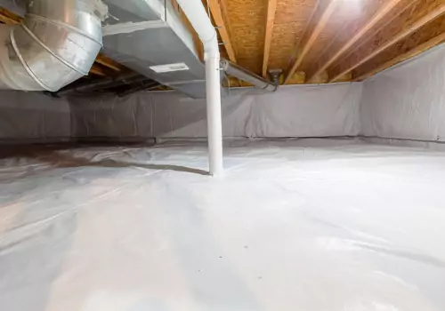 A basement covered with a vapor barrier, part of Crawl Space Waterproofing in East Peoria IL